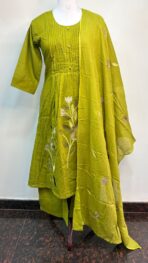 ELEGANT OLIVE GREEN SET WITH SUBTLE FLORAL KURTA - Image 2