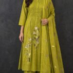 ELEGANT OLIVE GREEN SET WITH SUBTLE FLORAL KURTA
