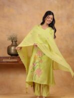 YELLOW CONTRAST COTTON KURTA SET - Image 2