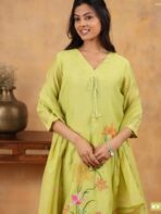 YELLOW CONTRAST COTTON KURTA SET - Image 3