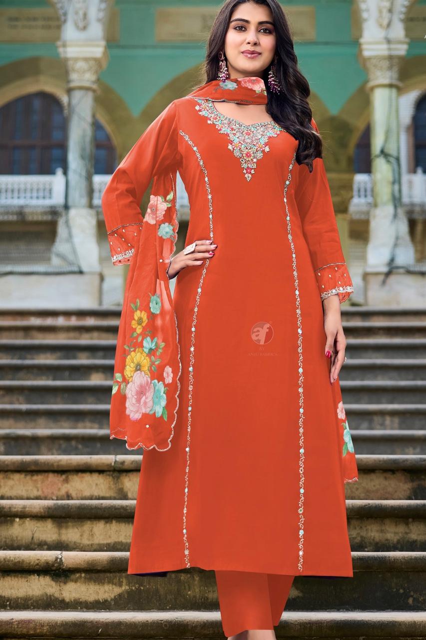 Rust Orange Designer Kurti